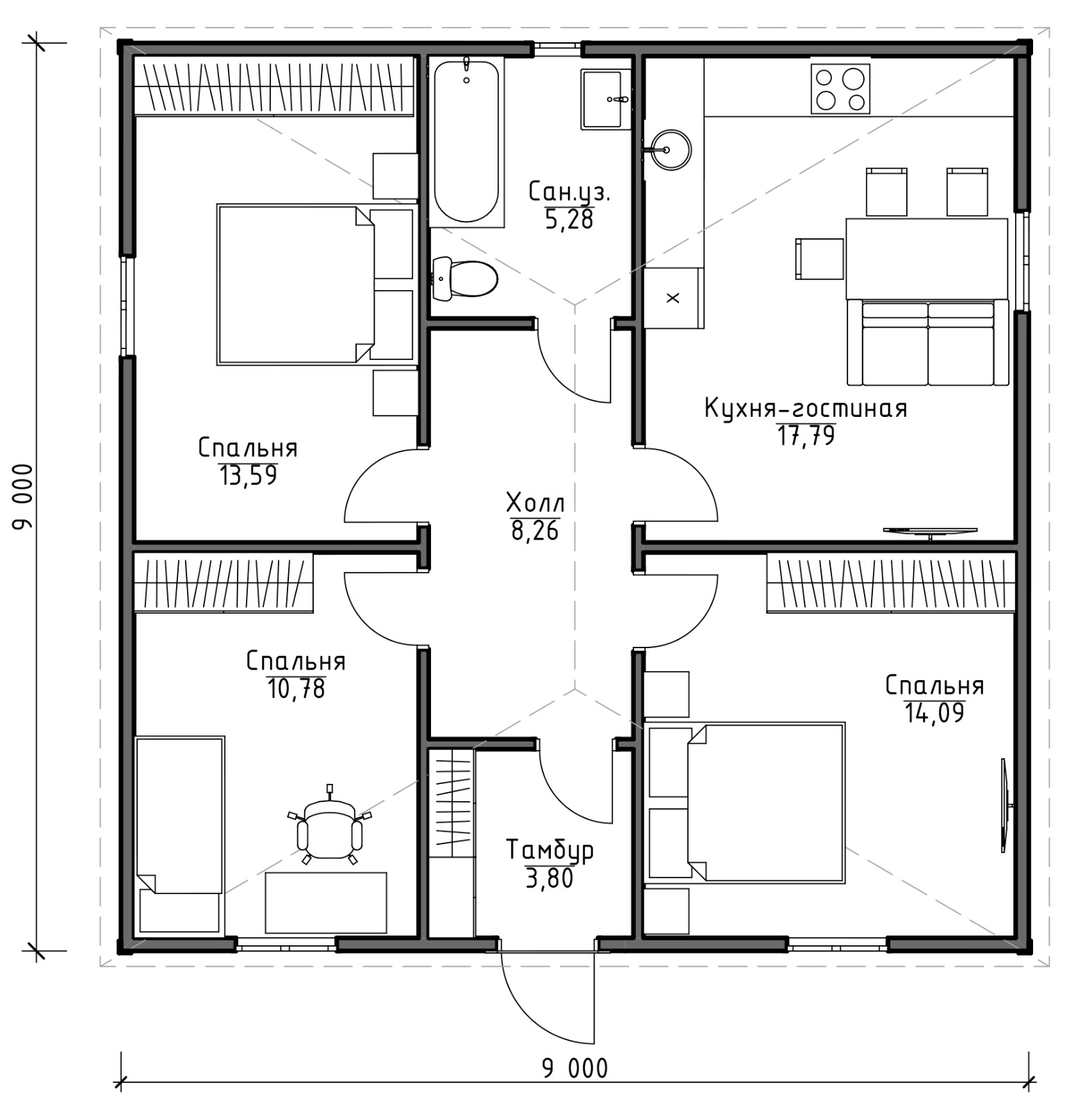 ДОМ ОДНОЭТАЖНЫЙ 9Х9 ДОМ ОДНОЭТАЖНЫЙ 9Х9